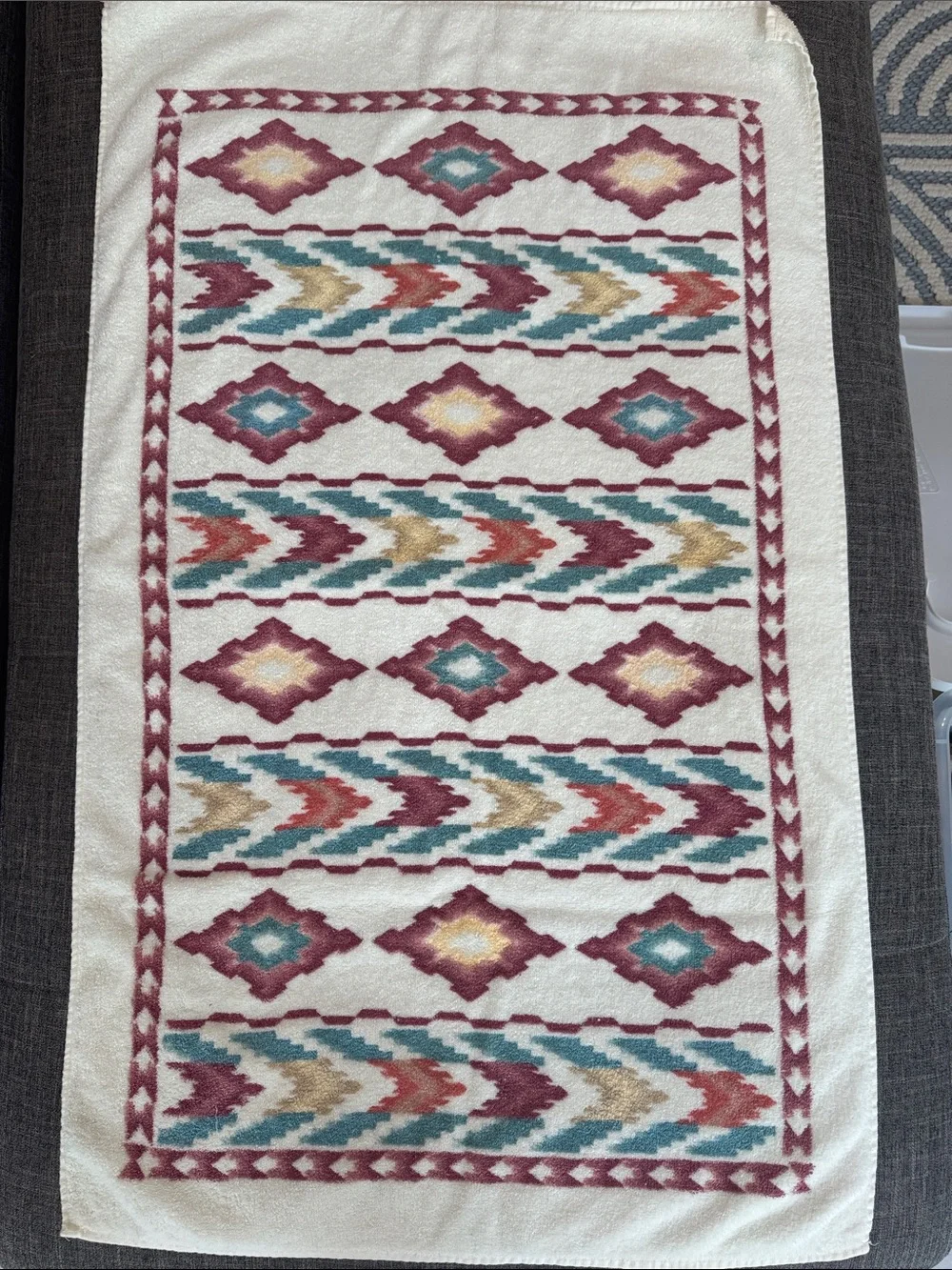 Vintage Southwest Aztec Bath Towel Set of 2 100% Cotton Western Boho Rework